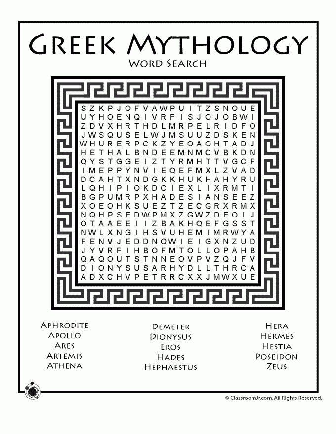 Greek Mythology Worksheets