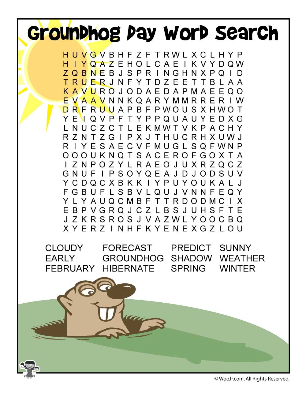 Groundhog Day Activities Printable Printable Word Searches