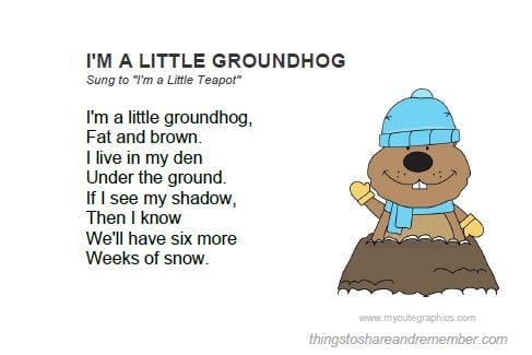 Groundhog Day Activities Printable Song Card