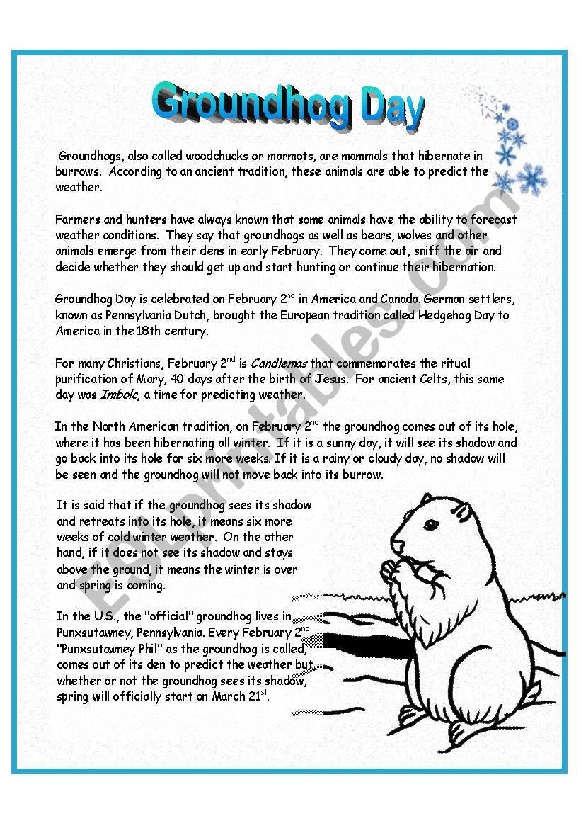 groundhog day printable activities