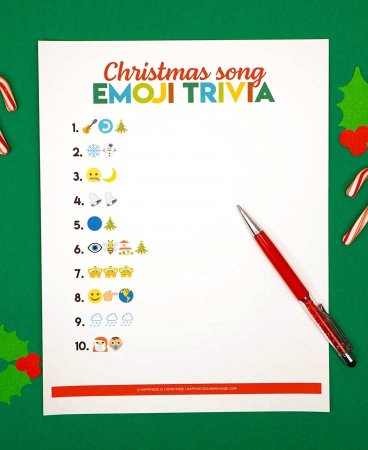 Guess The Emoji Christmas Songs In This Free Printable Christmas Emoji