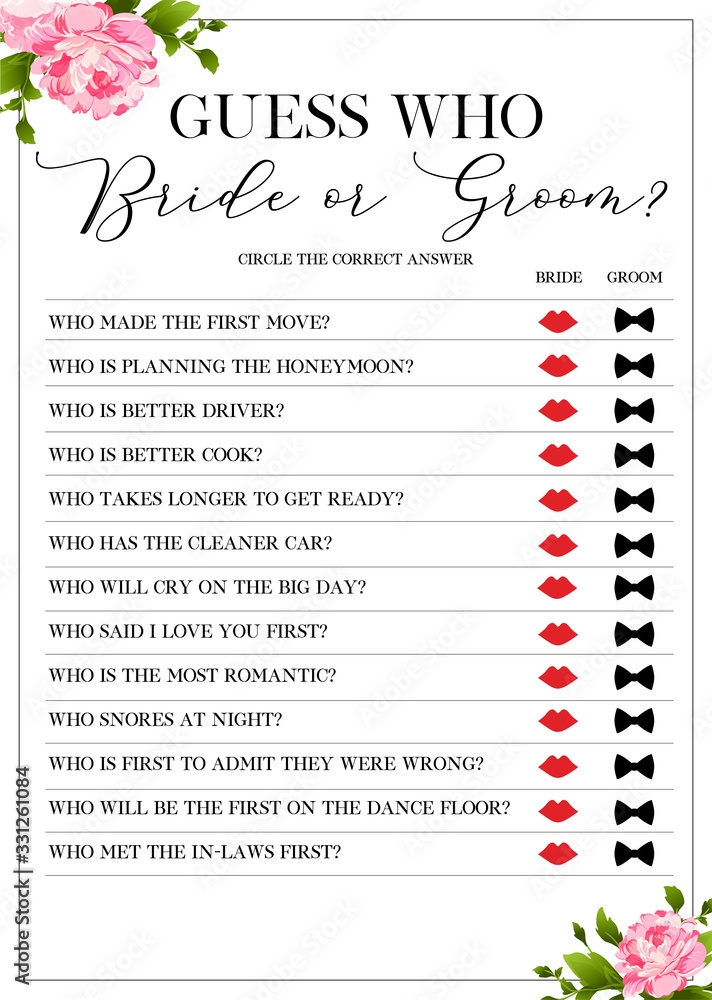 free printable bride and groom shower games