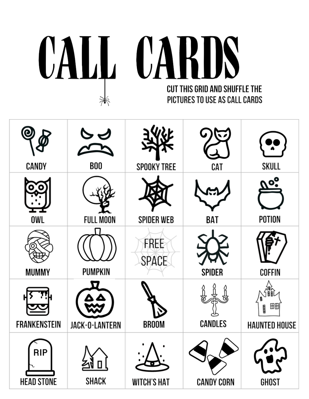 Halloween Bingo Printable Game Cards Template Paper Trail Design