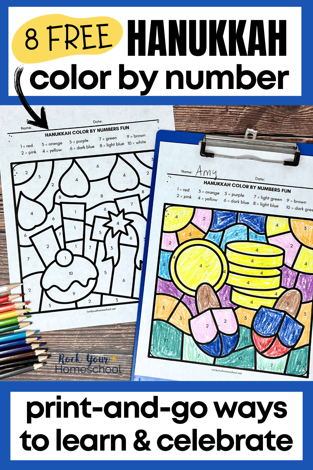 Hanukkah Color By Number Printable Pages 8 Free Worksheets Library
