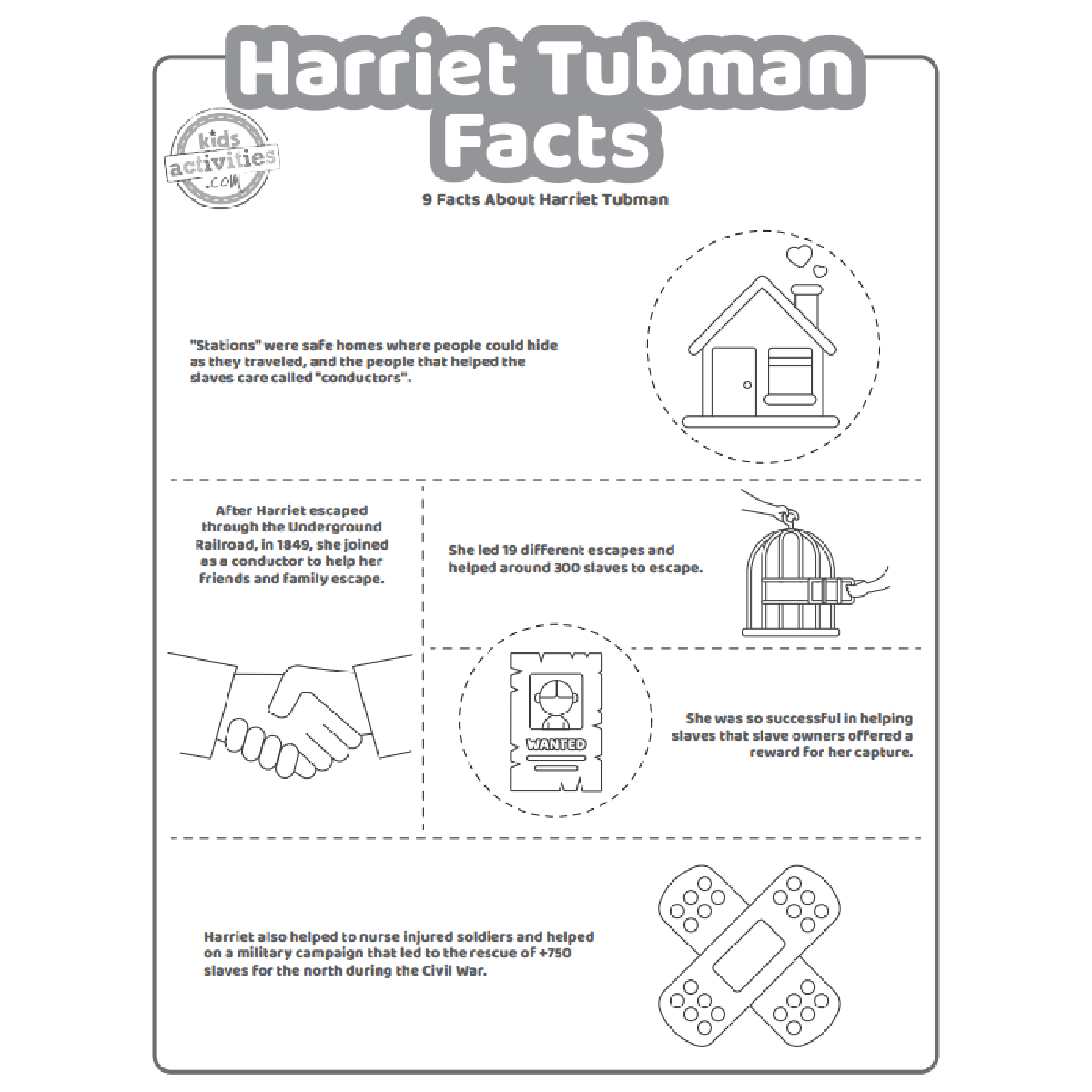 Harriet Tubman Facts Worksheets Life Slavery Womens Suffrage