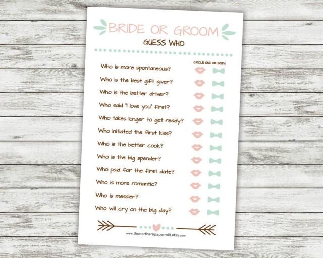 He Said She Said Bride Or Groom Guess Who Printable Bridal Shower 