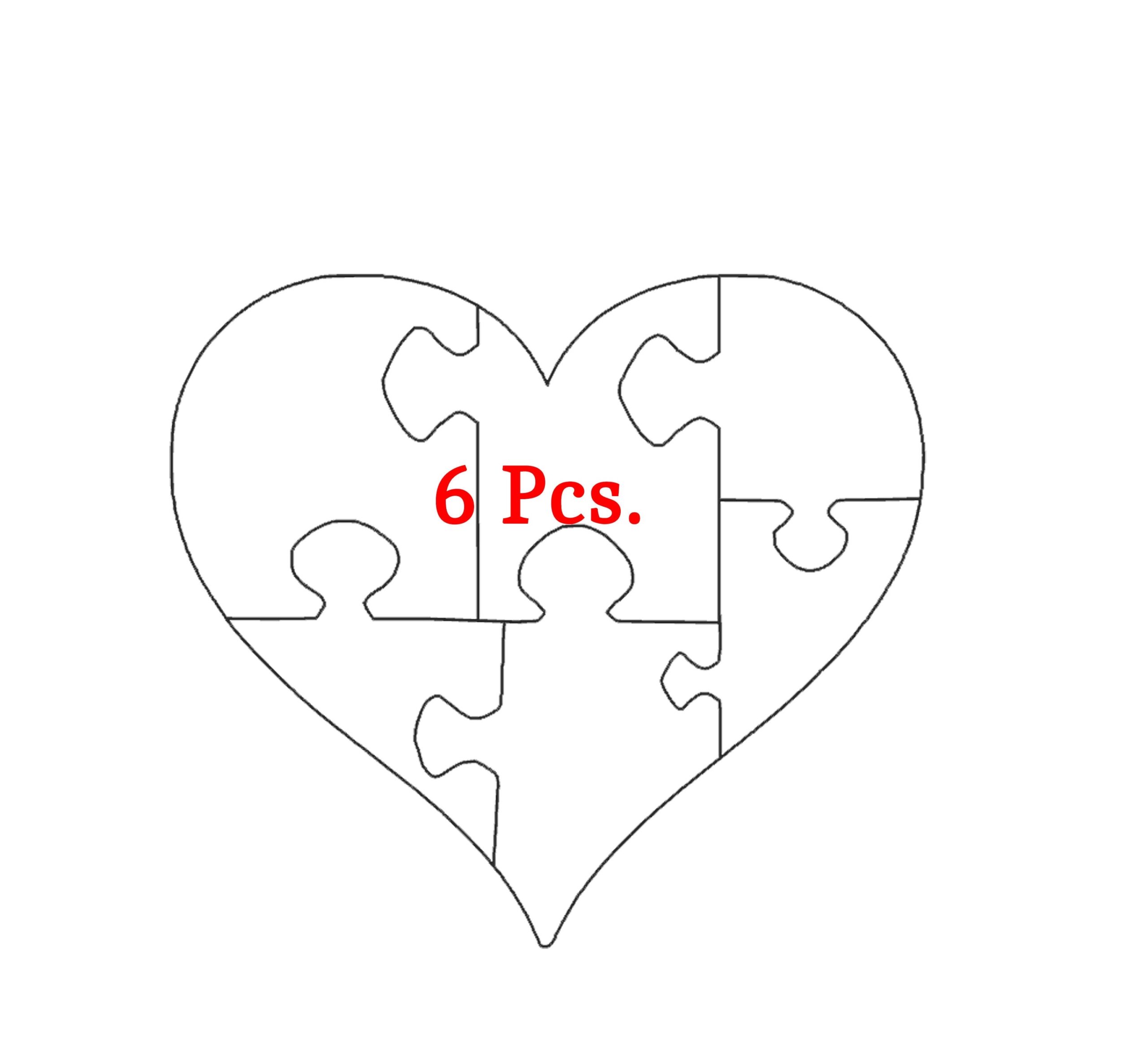 5 piece heart puzzle template