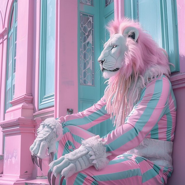 Hermes Style House With A Real Life Lion Wearing Hermes Fashion 