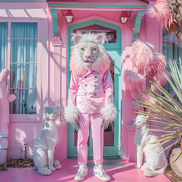Hermes Style House With A Real Life Lion Wearing Hermes Fashion 
