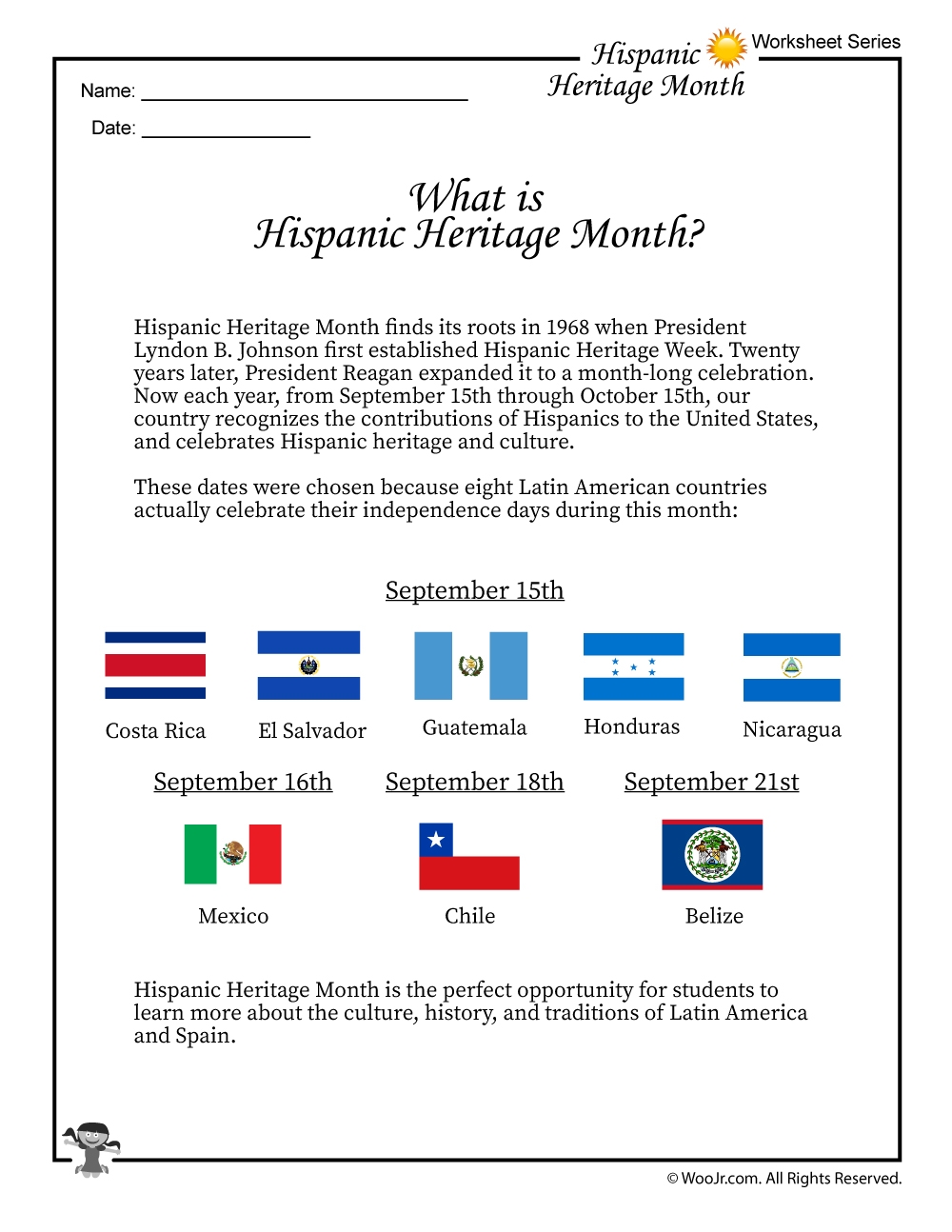 Hispanic Heritage Month Definition Woo Jr Kids Activities
