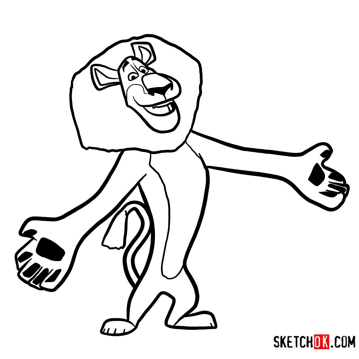 How To Draw Alex Madagascar Step By Step Drawing Tutorials