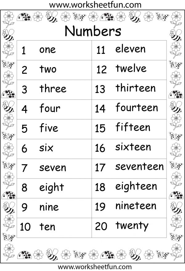 Identify Numbers 1 20 Worksheets
