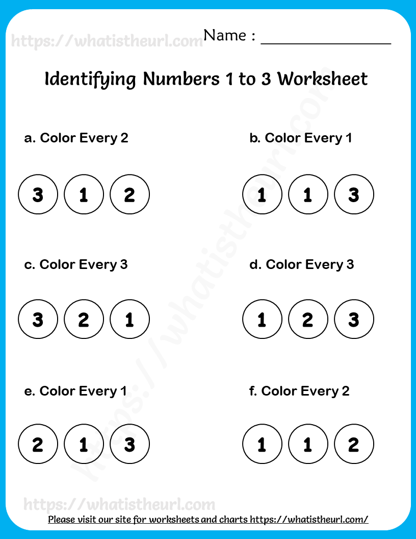 Identifying Numbers 1 To 3 Worksheets For Pre K Your Home Teacher