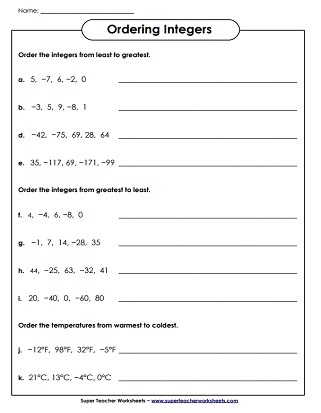 Integers Printable Worksheets Worksheets Library