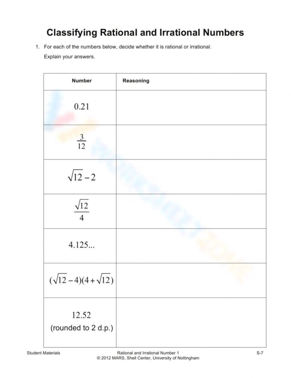 Irrational And Rational Numbers Practice Questions Corbettmaths