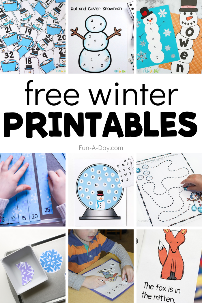 preschool winter printable activities