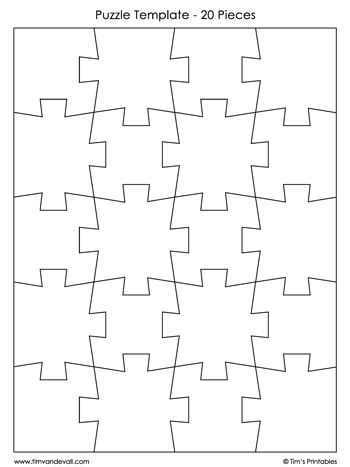 Jigsaw Puzzle Template 20 Pieces Tim 39 s Printables