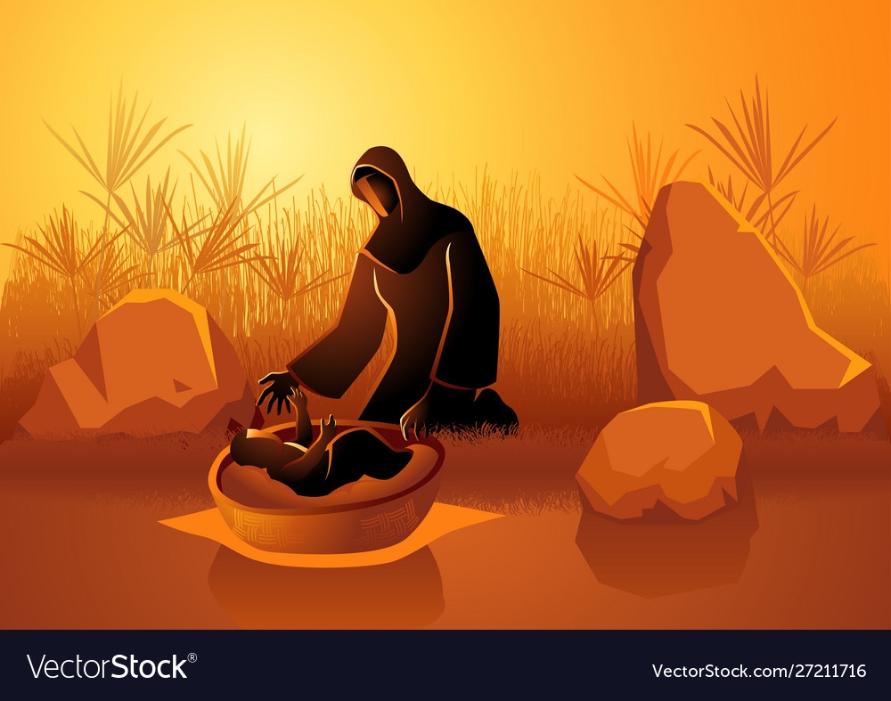 Jochebed Put Moses In Nile Royalty Free Vector Image