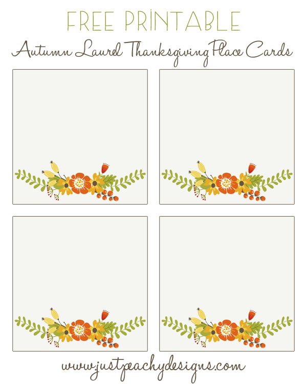 Just Peachy Designs Free Printable Thanksgiving Place Cards For
