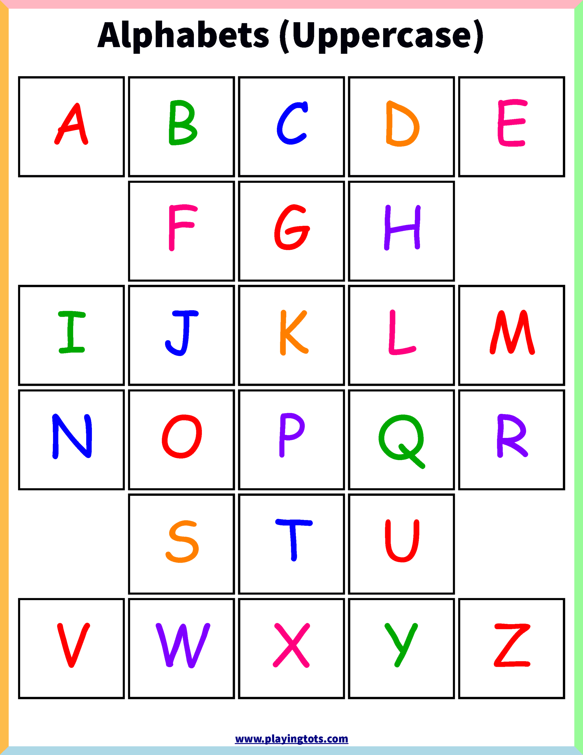 Kindergarten Abc Chart Printable Printable Word Searches