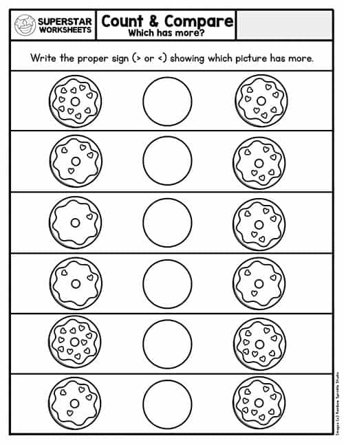 Kindergarten Comparing Numbers Worksheets Superstar Worksheets