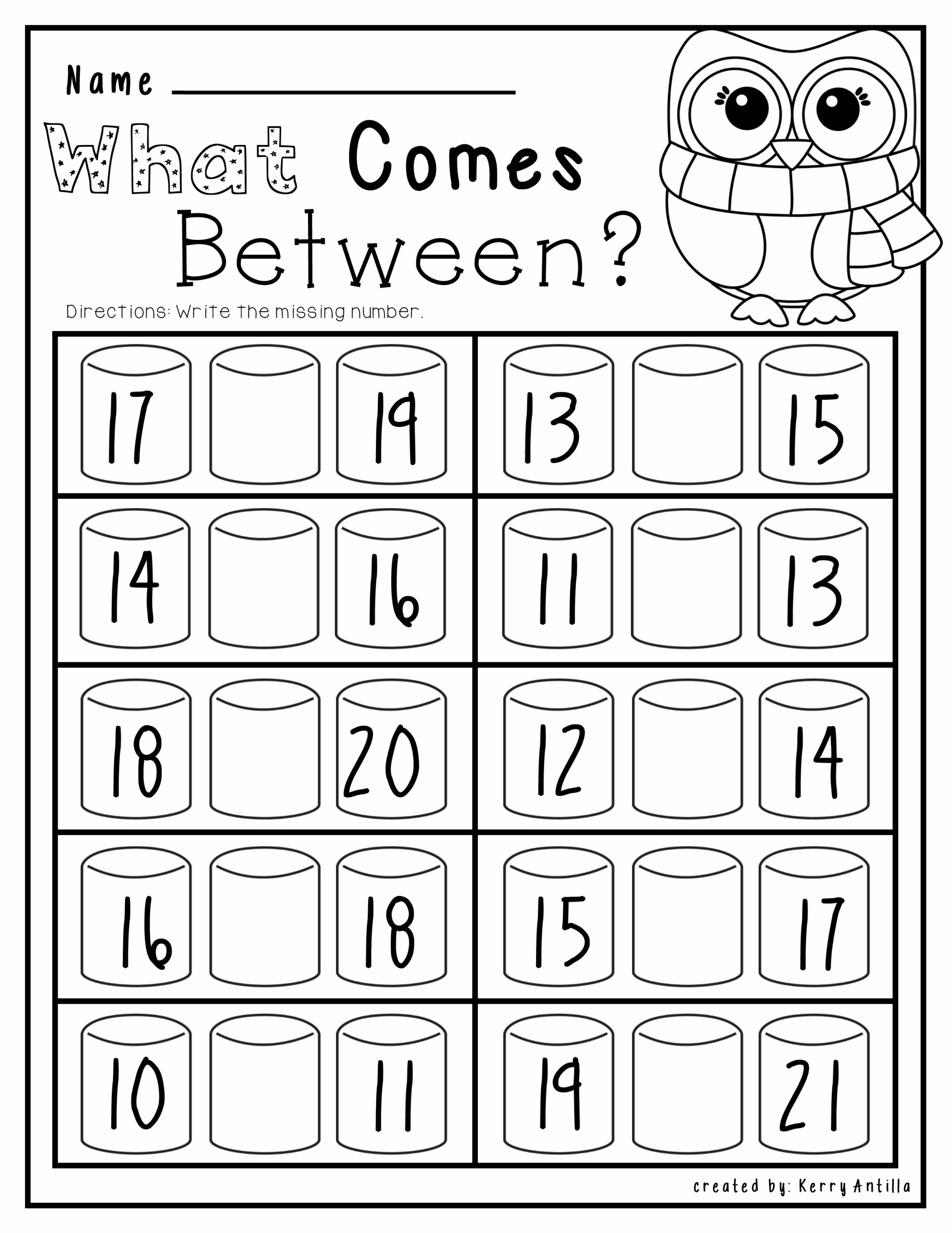 Kindergarten Numbers Between Worksheet Printable Worksheets