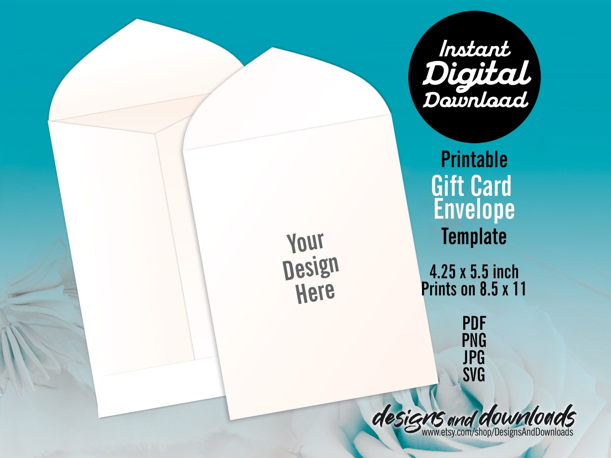 printable gift card envelope template
