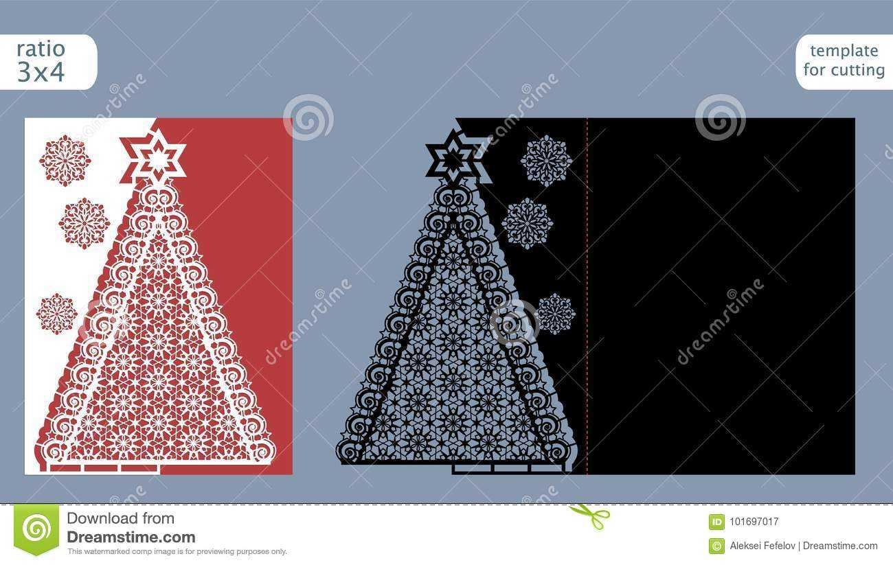 Laser Cut Out Christmas Card Template Die Cut Paper Card For Fold Out