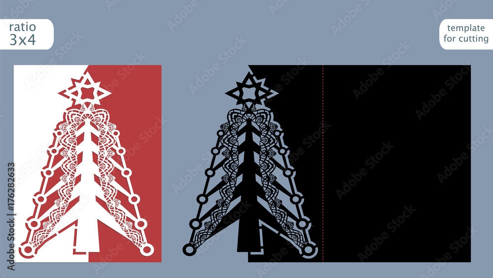 Laser Cut Out Christmas Card Template Die Cut Paper Card With Pattern 