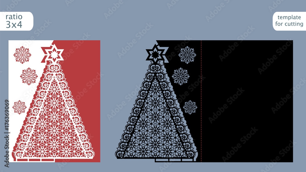 Laser Cut Out Christmas Card Template Die Cut Paper Card With Pattern 