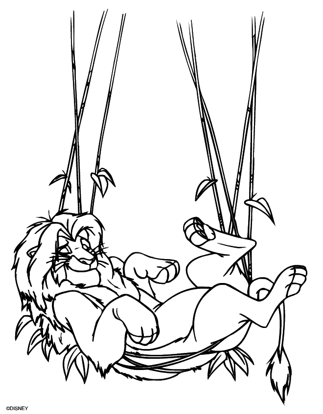 Lazy Simba Lion King Coloring Page Printable Coloring Pages