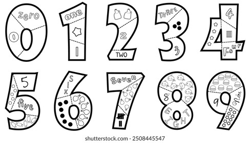 Learning Numbers Numbers Worksheets Preschoolers Kindergarteners Stock 