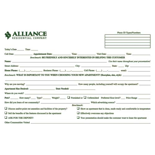 Leasing Guest Card Template