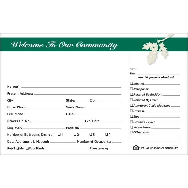 Leasing Guest Card Template