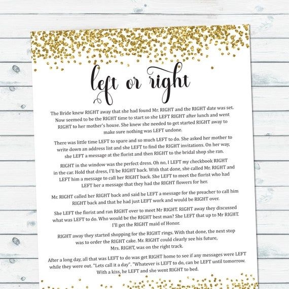 Left And Right Game Bridal Shower Game Prize Pass The Prize Game 