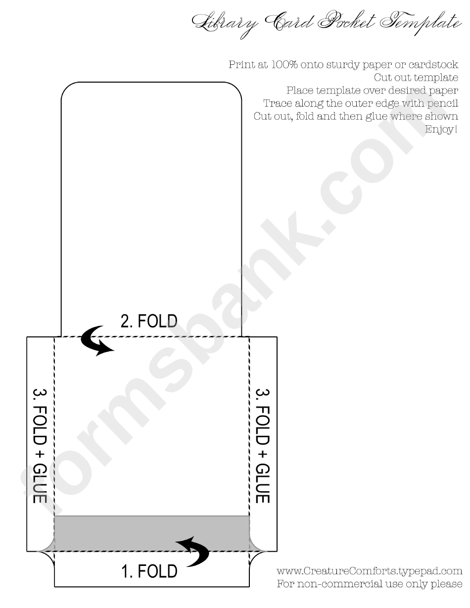 Library Card Pocket Template Printable Pdf Download
