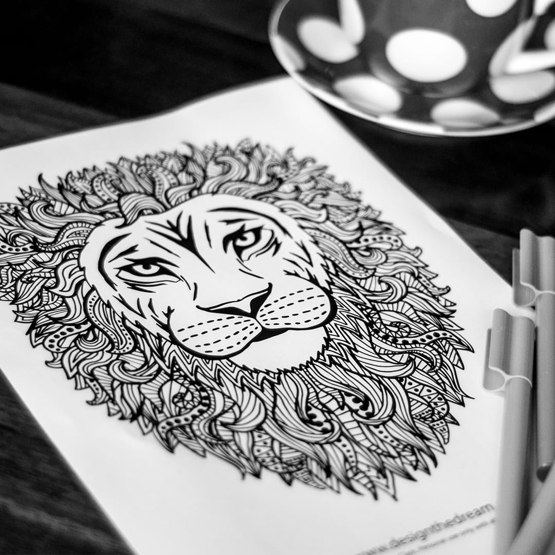 Lion Adult Coloring Page Sarah Renae Clark Coloring Book Artist
