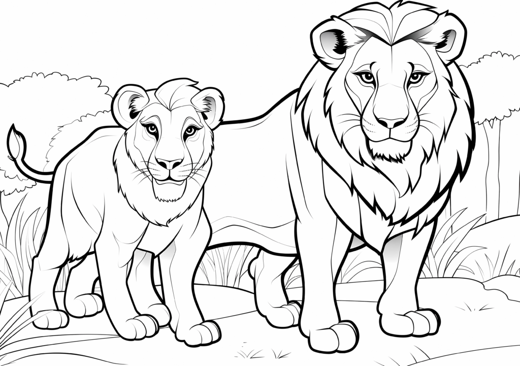 Lion And Lioness Coloring Pages 100 Free Coloring Pages