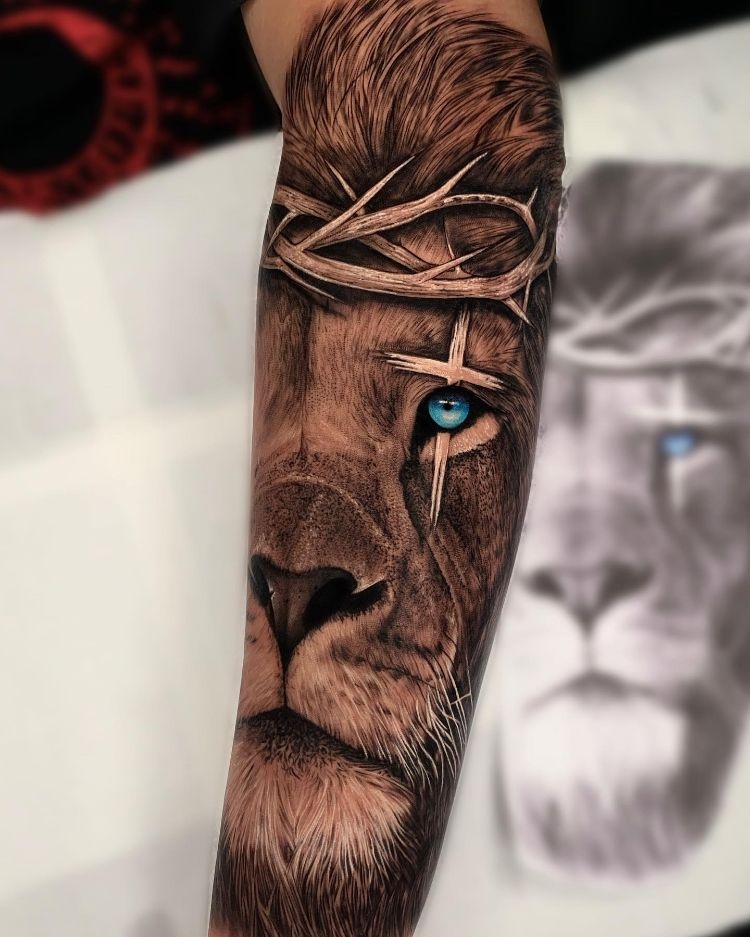 Lion Blue Eyes Tattoo By gabrielsouza tattoo Tattoogrid