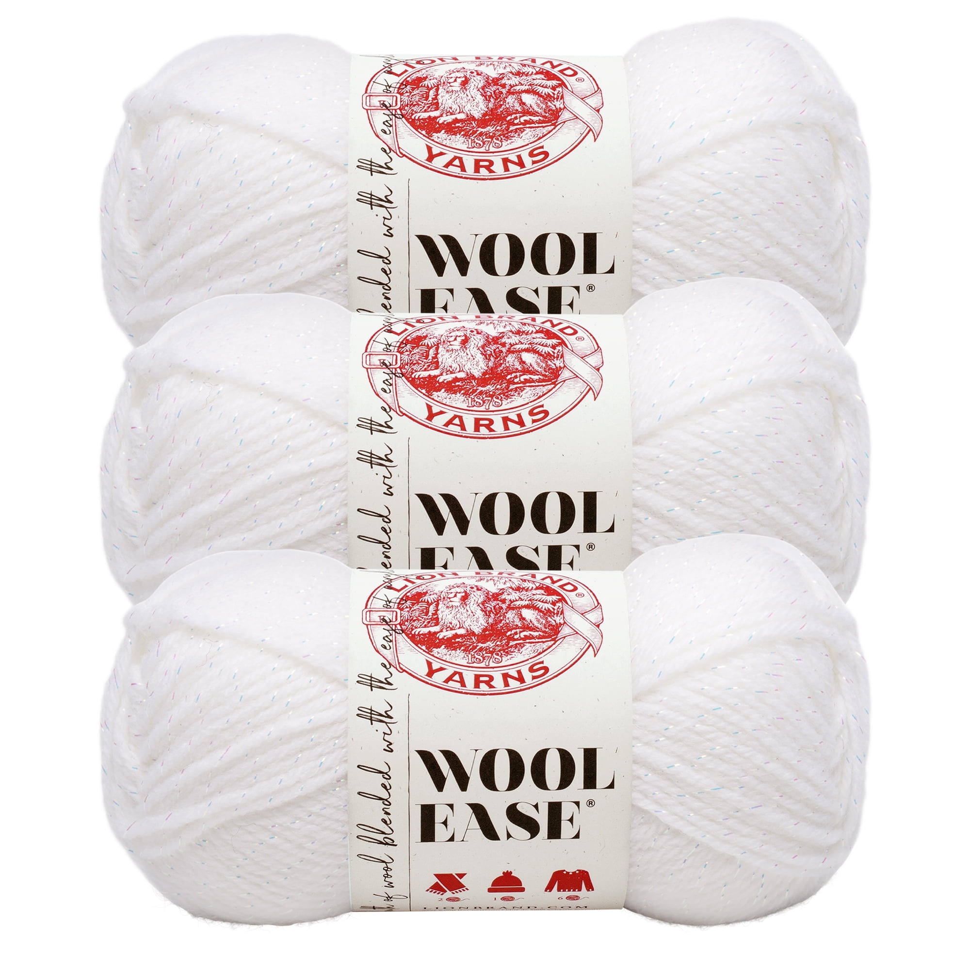 Lion Brand Yarn Wool Ease White Multi Wool Blend Medium Acrylic Wool 