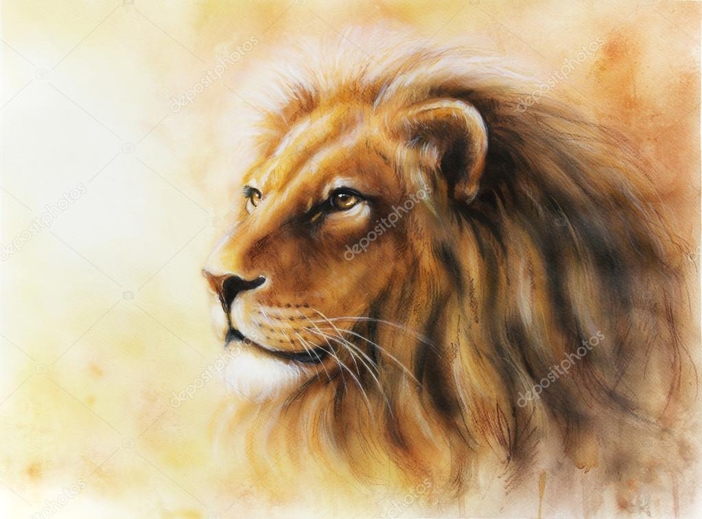 Lion Color Painting Profile Portrait Stock Illustration By