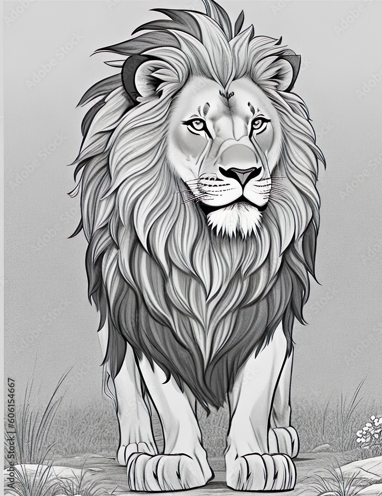 Lion Coloration Pour Adultes Antistress Illustration De Doodle