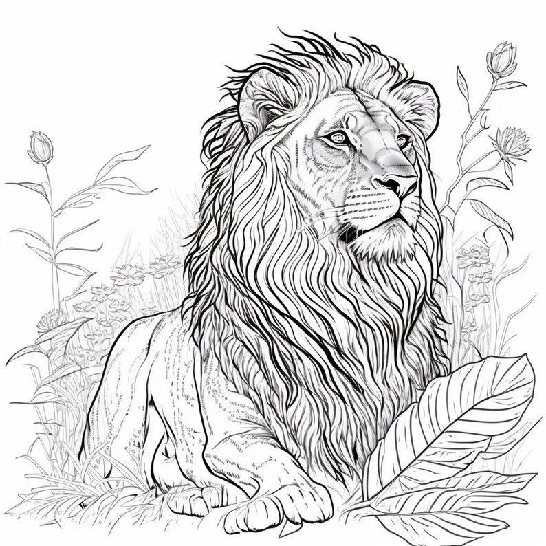 adult coloring book lion