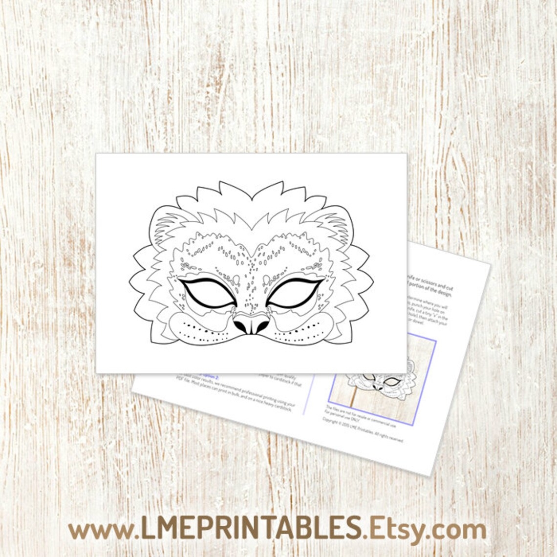 Lion Coloring Mask Printable Costume Animal Party Favor Letterland 