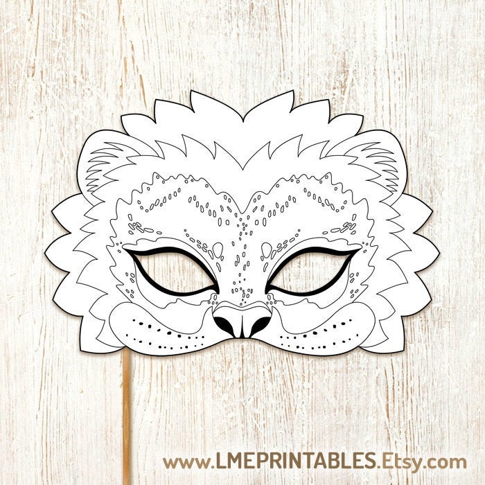 Lion Coloring Mask Printable Halloween Costume DIY Animal Masks 