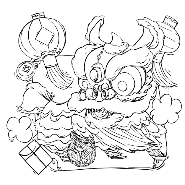 lion dance coloring