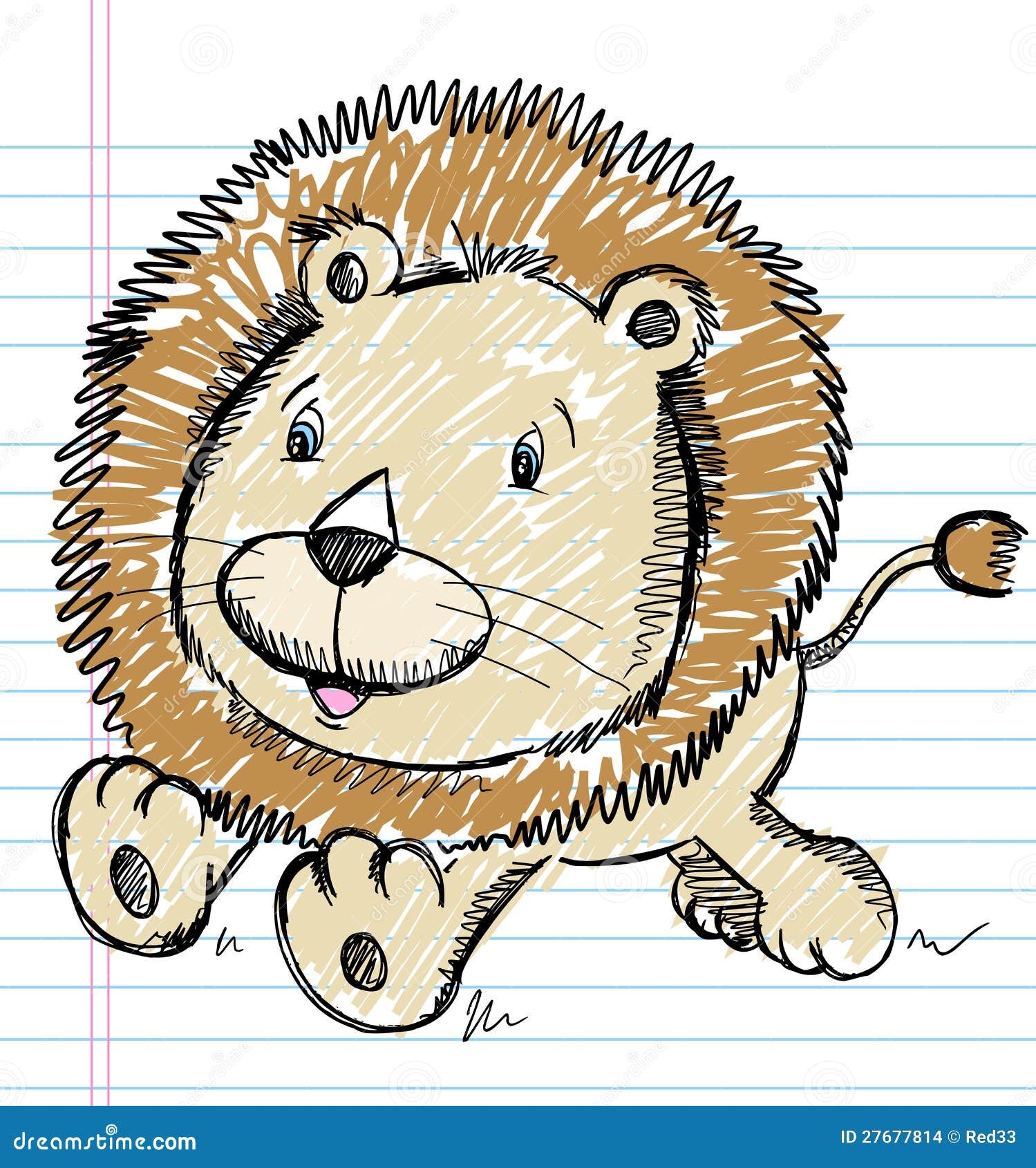 Lion Doodle Sketch Color Stock Vector Illustration Of Safari 27677814