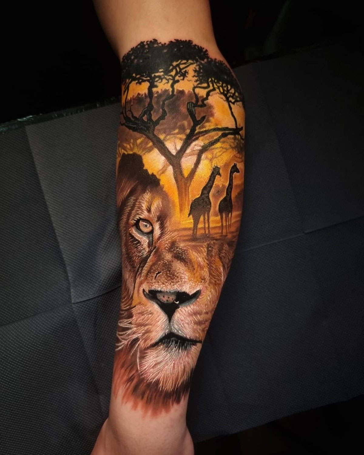 Lion Giraffes Arm Tattoo Best Tattoo Ideas For Men Women