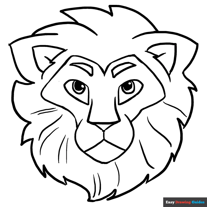 Lion Head Coloring Page Easy Drawing Guides