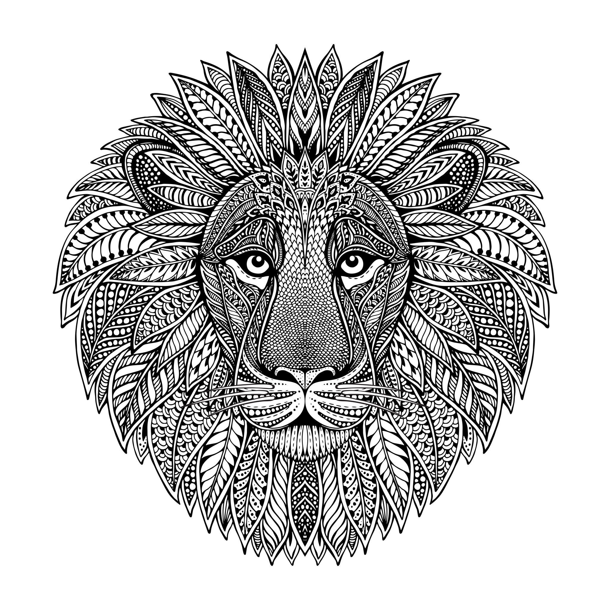 Lion Head Mandala Style Lion Coloring Pages For Adults